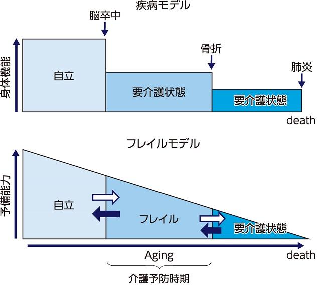 図4、疾病モデルとフレイルモデルを表す図。